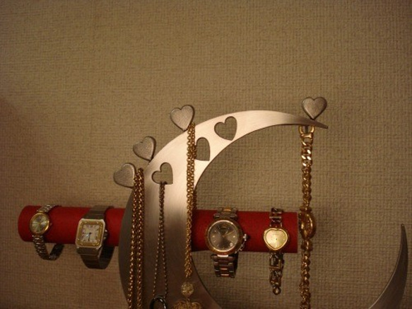 アクセサリースタンド　レッド指輪、ネックレス、腕時計三日月スタンド パート2　13613 2枚目の画像