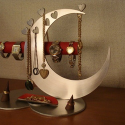 アクセサリースタンド　レッド指輪、ネックレス、腕時計三日月スタンド パート2　13613 8枚目の画像