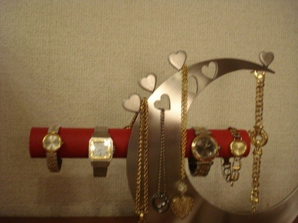 アクセサリースタンド　レッド指輪、ネックレス、腕時計三日月スタンド パート2　13613 9枚目の画像