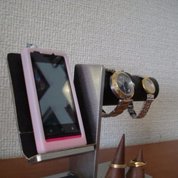 腕時計　飾る　　時計、リング、その他アクセサリー収納スタンド　スマホスタンドブラック仕様 7枚目の画像