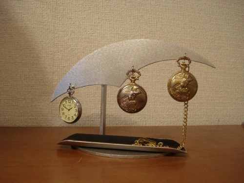 ブラックロングトレイ3本掛け懐中時計スタンド　ＡＫデザイン