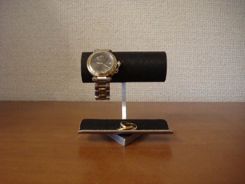 腕時計　飾る　2本掛けトレイ付きウォッチスタンド　ブラック