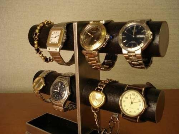 プレゼントに　8本掛け丸パイプブラック腕時計スタンド　ak-design　No.11711 5枚目の画像