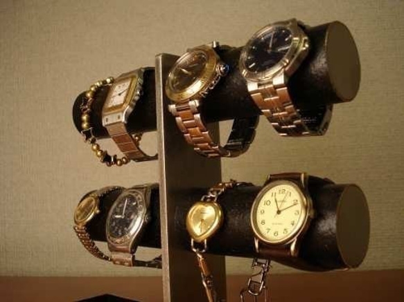 プレゼントに　8本掛け丸パイプブラック腕時計スタンド　ak-design　No.11711 8枚目の画像