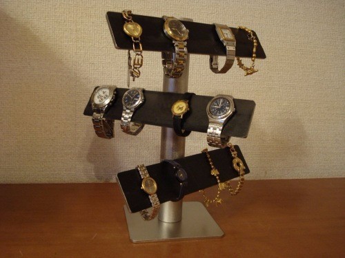 誕生日プレゼントにどうぞ　3段バー手動式腕時計スタンド ブラック