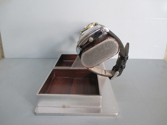 腕時計　飾る　木目調だ円ダブルでかいトレイ腕時計スタンド　ak-design　No.190420 5枚目の画像