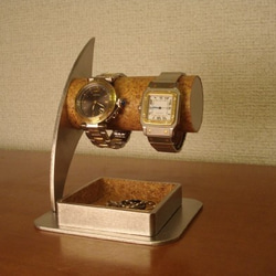 父の日　丸パイプ2本掛け腕時計スタンド　男性用 1枚目の画像