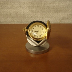 懐中時計スタンド　　横向き懐中時計蓋開きディスプレイスタンド 　ブラック 8枚目の画像
