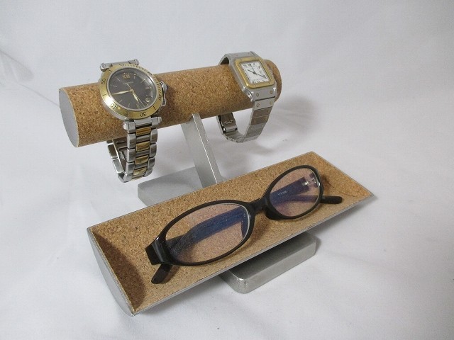 女性用細い丸パイプ2本掛けウォッチ、めがねスタンド