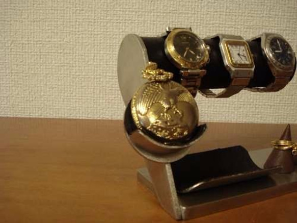 ウオッチスタンド　3本掛け腕時計スタンド＆懐中時計、ダブルリングスタンド 3枚目の画像