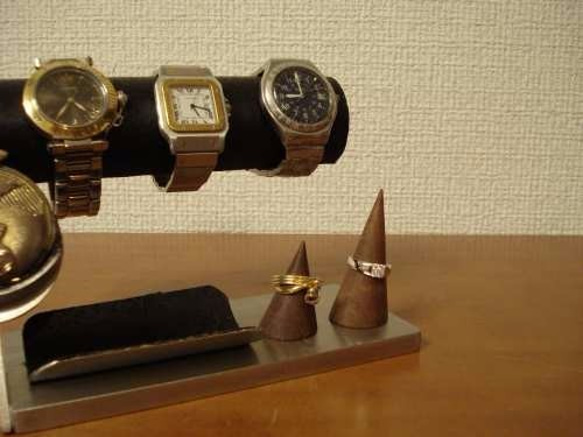 ウオッチスタンド　3本掛け腕時計スタンド＆懐中時計、ダブルリングスタンド 4枚目の画像