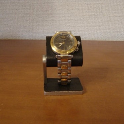 腕時計　飾る　ベルトブラック台座接触バージョン　台座上コルク（黒）あり 2枚目の画像