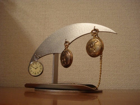 ブラックロングトレイ3本掛け懐中時計スタンド　ＡＫデザイン 2枚目の画像