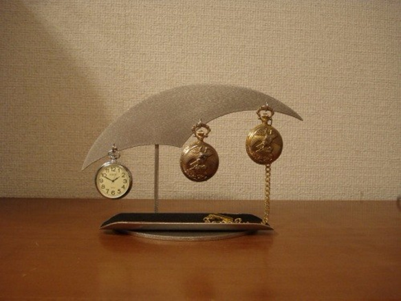ブラックロングトレイ3本掛け懐中時計スタンド　ＡＫデザイン 4枚目の画像