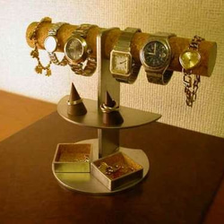 アクセサリー　飾る　4～6本掛け腕時計ディスプレイスタンド　ダブル角トレイ付き　080703 4枚目の画像