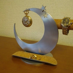 クリスマスプレゼントにどうですか？　三日月インテリア腕時計、懐中時計スタンドロングトレイ 6枚目の画像