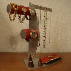 Xmasプレゼントに　上段パイプ直径4.0cm、下段パイプ4.4cmレッドアクセサリー収納スタンド　N13218 4枚目の画像