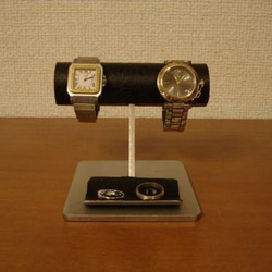 クリスマスプレゼントに　 機能的2本掛けブラック腕時計スタンド 2枚目の画像