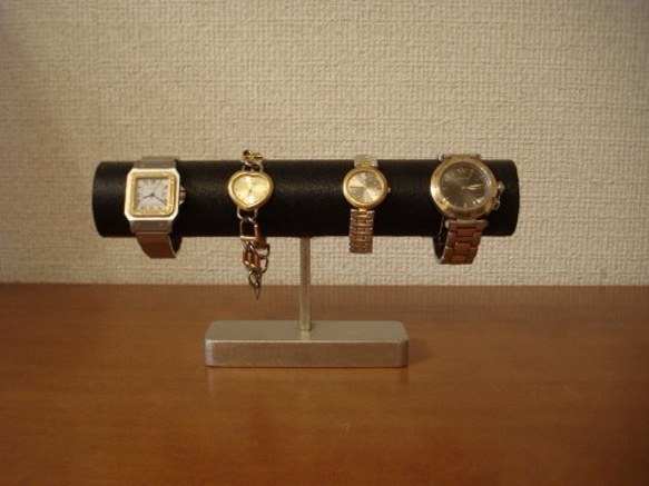 Xmasにどうですか？4本掛け丸パイプブラック腕時計スタンド　ak-design 2枚目の画像