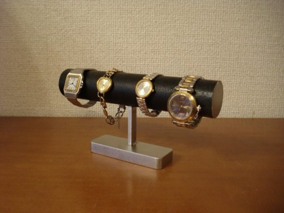 Xmasにどうですか？4本掛け丸パイプブラック腕時計スタンド　ak-design 6枚目の画像