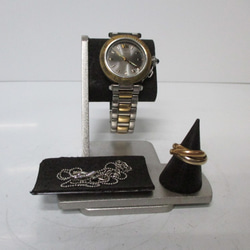 クリスマスに間に合います！急いで！　だ円パイプ女性用ウオッチスタンドブラック　腕時計、リングを飾る　AKデザイン 1枚目の画像