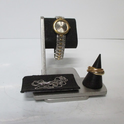 クリスマスに間に合います！急いで！　だ円パイプ女性用ウオッチスタンドブラック　腕時計、リングを飾る　AKデザイン 7枚目の画像