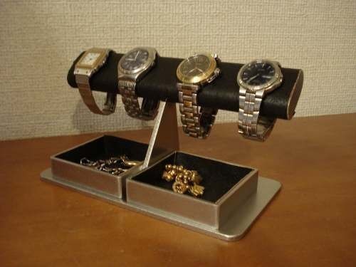 誕生日プレゼントに！　ブラックだ円ダブルでかいトレイ腕時計スタンド　ak-design　No.12831