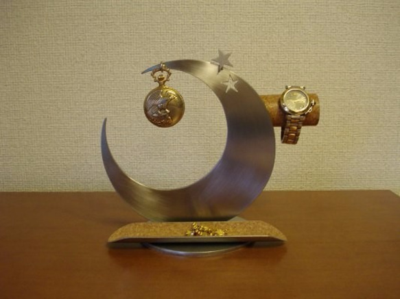アクセサリースタンド　三日月インテリア腕時計、懐中時計スタンドロングトレイ 1枚目の画像
