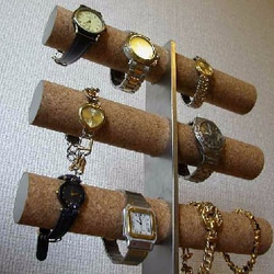 時計スタンド　ステンレス製12本掛けインテリア腕時計収納スタンド　丸トレイ 4枚目の画像