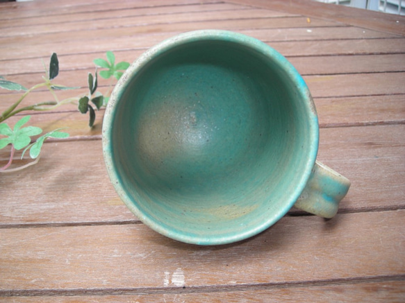 トルコ釉　フリーカップ葉柄 4枚目の画像