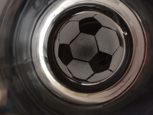 サッカーボールのグラス　芝生のみどりコースター付 3枚目の画像