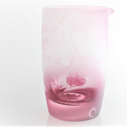 〜櫻花〜粉紅色玻璃清酒瓶Tokkuri壺，彩色玻璃清酒套裝 第2張的照片