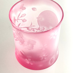 [限量 1 件] 日輪櫻花的舊玻璃杯（粉紅色） 第1張的照片
