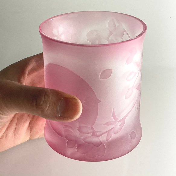 [限量 1 件] 日輪櫻花的舊玻璃杯（粉紅色） 第4張的照片