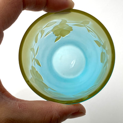 【木盒裝】～山吹～（山吹）玻璃杯（清酒套裝）Guinomi Yellow ✖️ Blue 第3張的照片