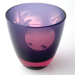 [SALE] 只有一個滿月和夜櫻花彩色玻璃玻璃紫色x粉紅色桃月 第3張的照片