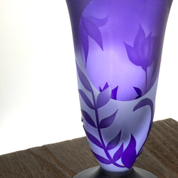 【一点もの】満月のセレナーデ　花柄　ひとくちグラス　足つきグラス　purple glassware 1客 1枚目の画像