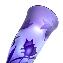 【一点もの】満月のセレナーデ　花柄　ひとくちグラス　足つきグラス　purple glassware 1客 3枚目の画像