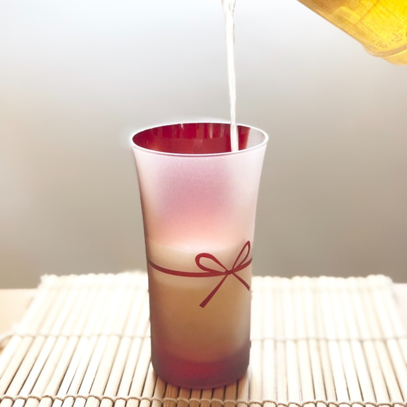 [定制]江戶琉璃對一口玻璃杯~oiwai~櫻花和日本絲帶日本紀念品 第4張的照片