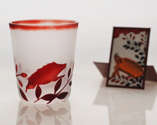 水崎硝子 ハンドメイド ぐい呑×⑤点 水崎ガラス 水崎硝子 金箔