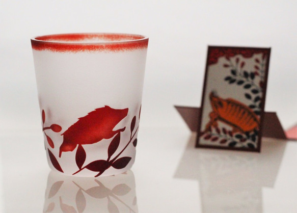 [Hanafuda Glass] Hagi Wild Boar ~ Glass Choco Gui Roaring Sake S 第1張的照片