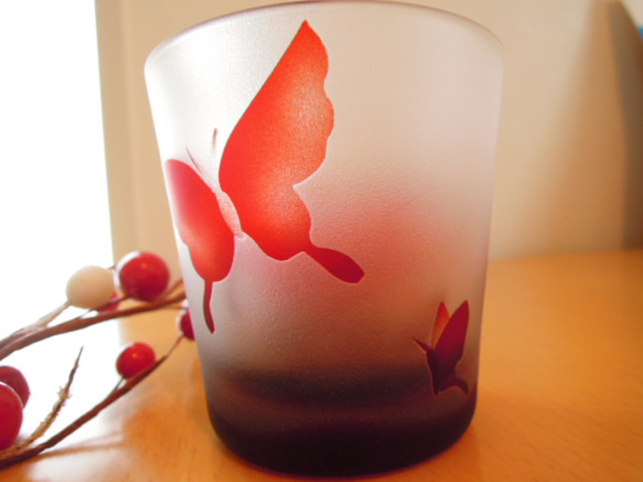 蝶牡丹のミニグラス 2枚目の画像