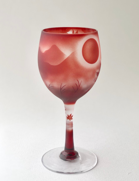 鹿紅葉山 ワイングラス(小) 2枚目の画像