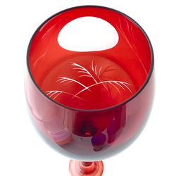 【たこG様用】ススキに月 〜花札ガラスのワイングラス 2枚目の画像