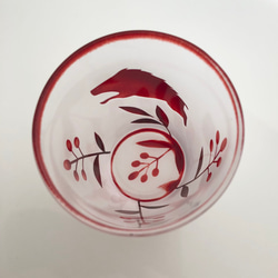 [木盒裝] 訂製 Inoshikacho Hanafuda Glass Ochoko 3 件組 Guinomi 清酒杯利口酒杯 第4張的照片