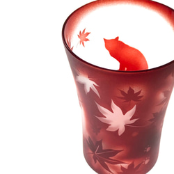 ネコと読書の秋  紅葉　本　赤　タンブラー　グラス 3枚目の画像
