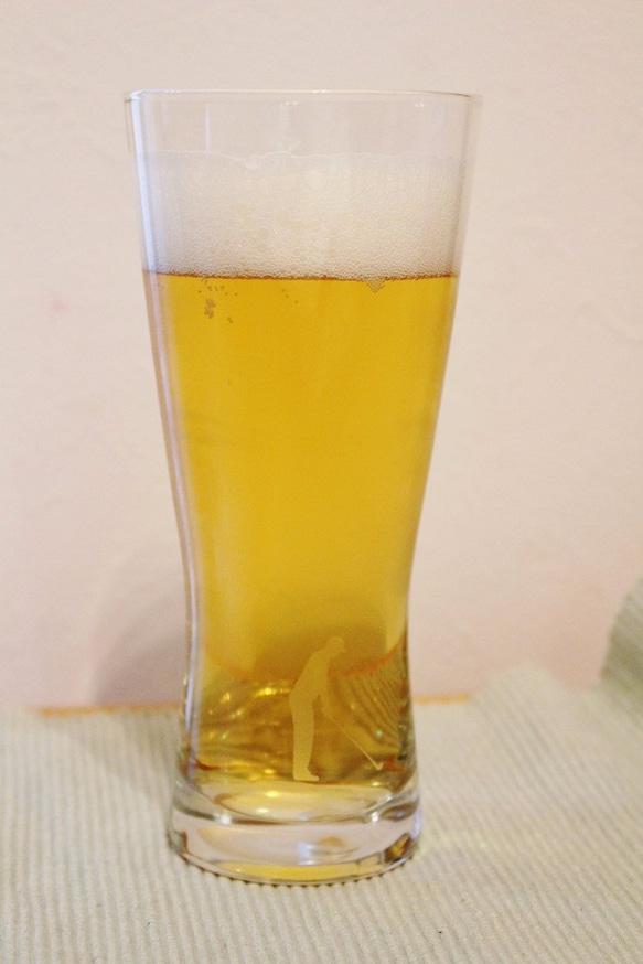 食洗器OK　ビールグラス　三日月夜のゴルフ(受注製作)/Kubire tall glass 4枚目の画像