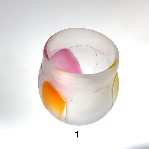 〜HANA glass 〜 花のコップ 1個(黄色、ピンク、オレンジ)102-3 3枚目の画像