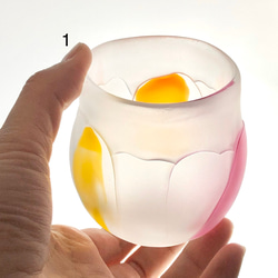 〜HANA glass 〜 花のコップ 1個(黄色、ピンク、オレンジ)102-3 4枚目の画像