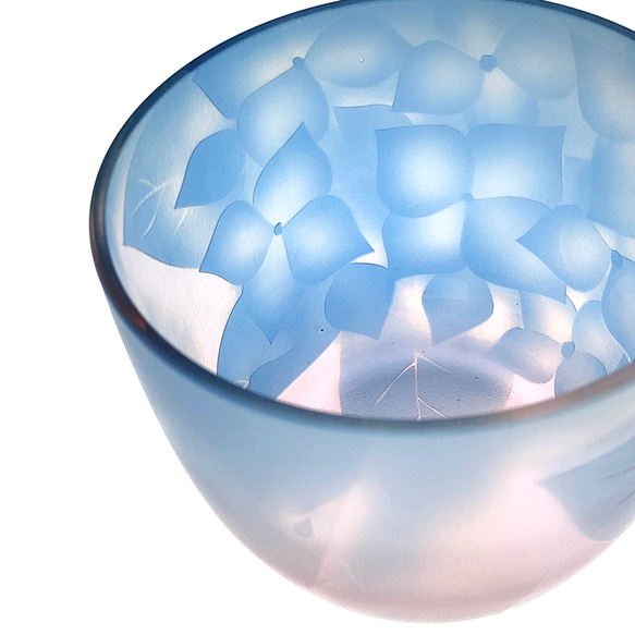 [定做]加油雨繡球玻璃器皿淡藍色x紫藤粉紅色 第1張的照片